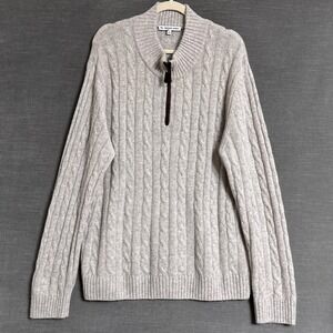 The Cashmere Project Sweater XL Gray Beige Cable Knit Classic Luxury 1/4 Zip
